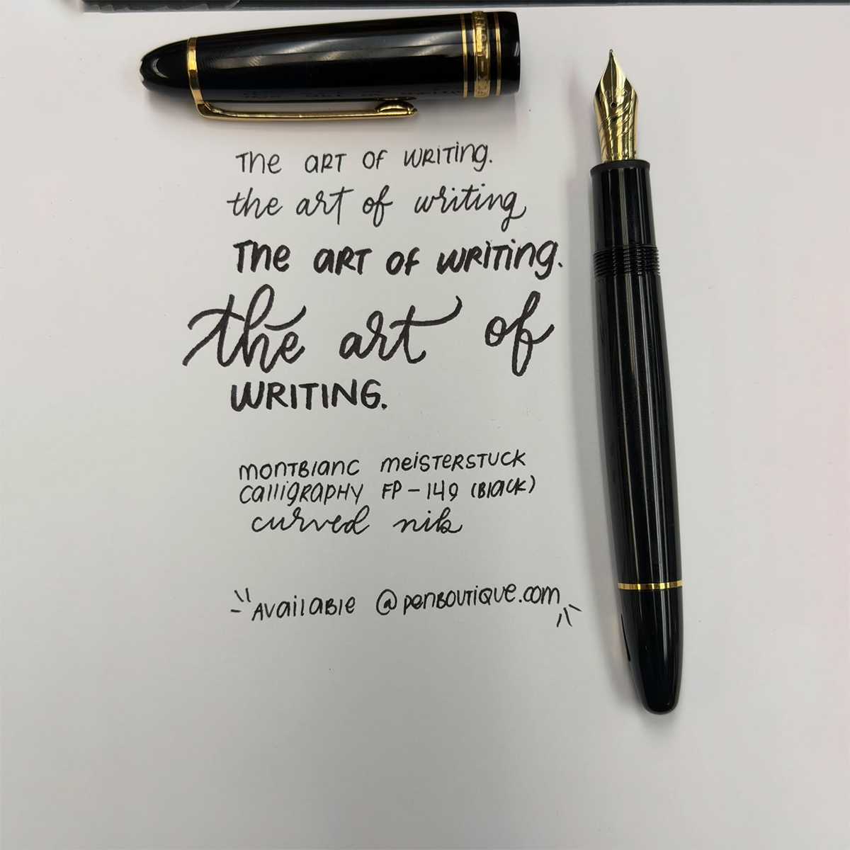 Montblanc Meisterstuck Calligraphy Fountain Pen - 146 Black - Curved Nib ( Limited production)-Pen Boutique Ltd