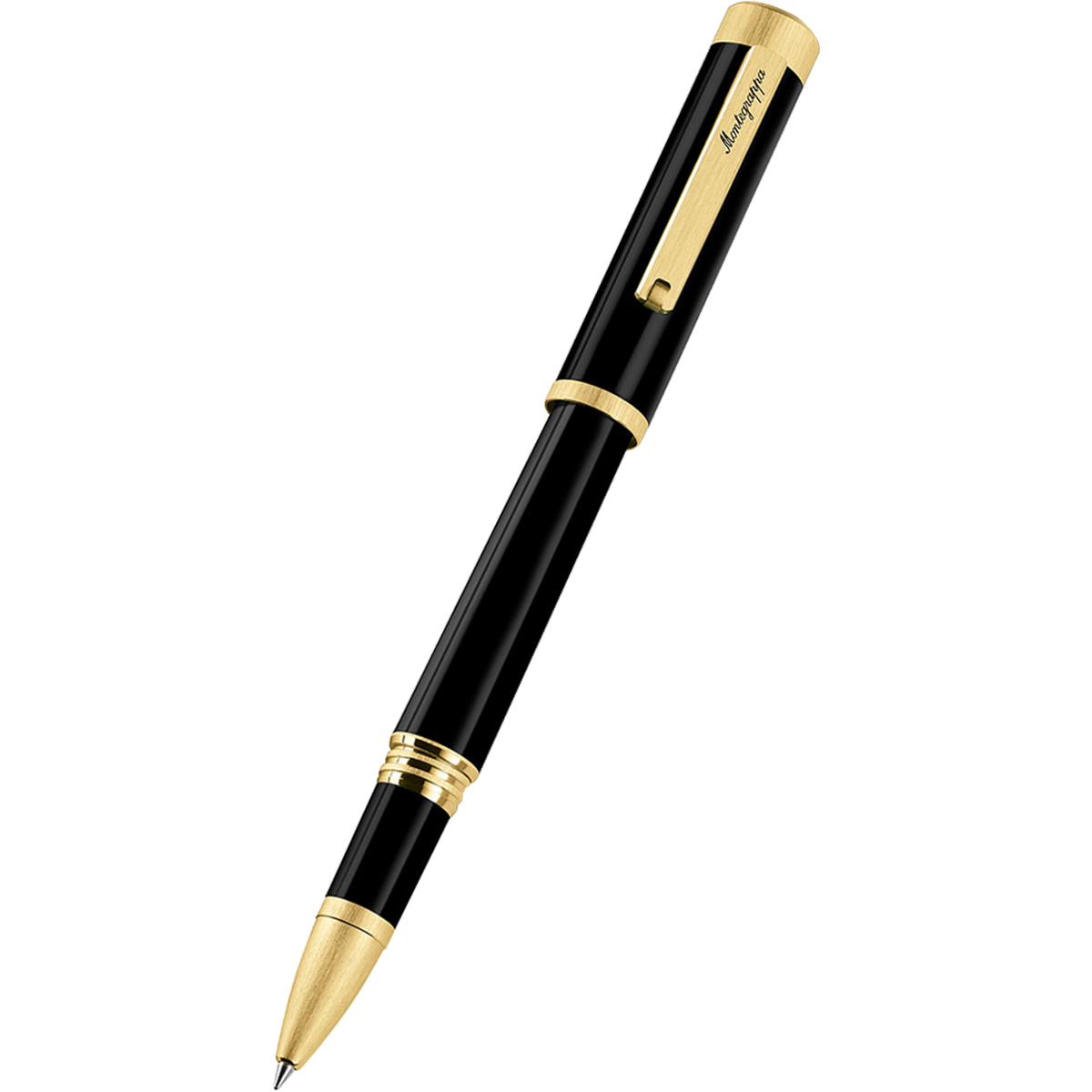 Montegrappa Zero Rollerball Pen - Black - Gold Trim-Pen Boutique Ltd