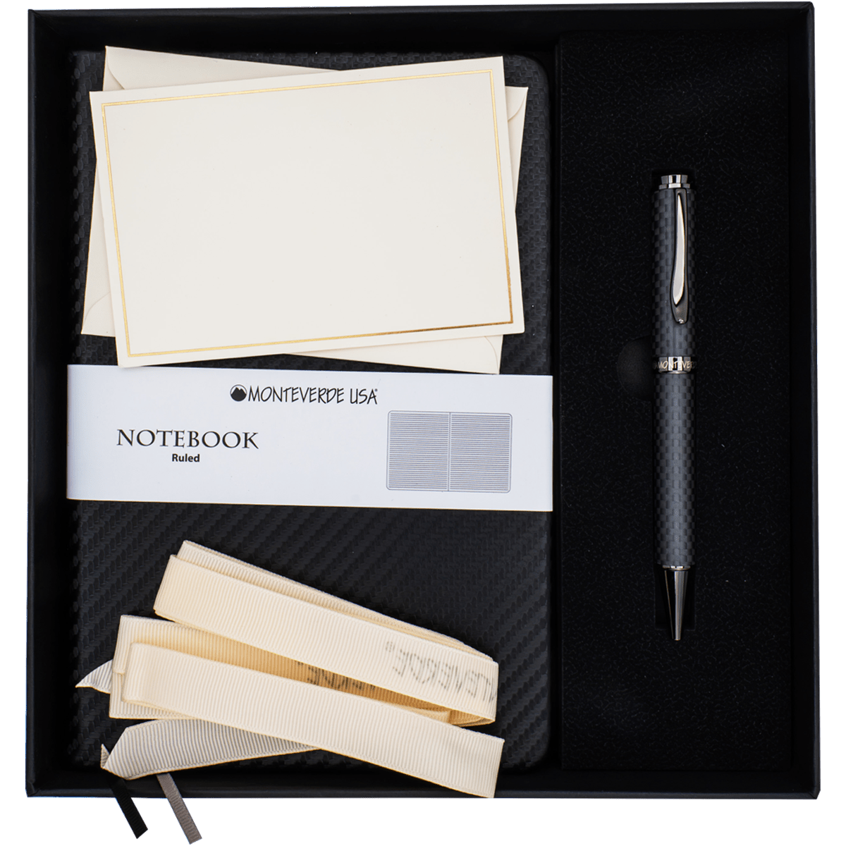 Monteverde Innova Ballpoint Pen Notebook Set - Carbon Fiber - Gunmetal - Pen Boutique Ltd