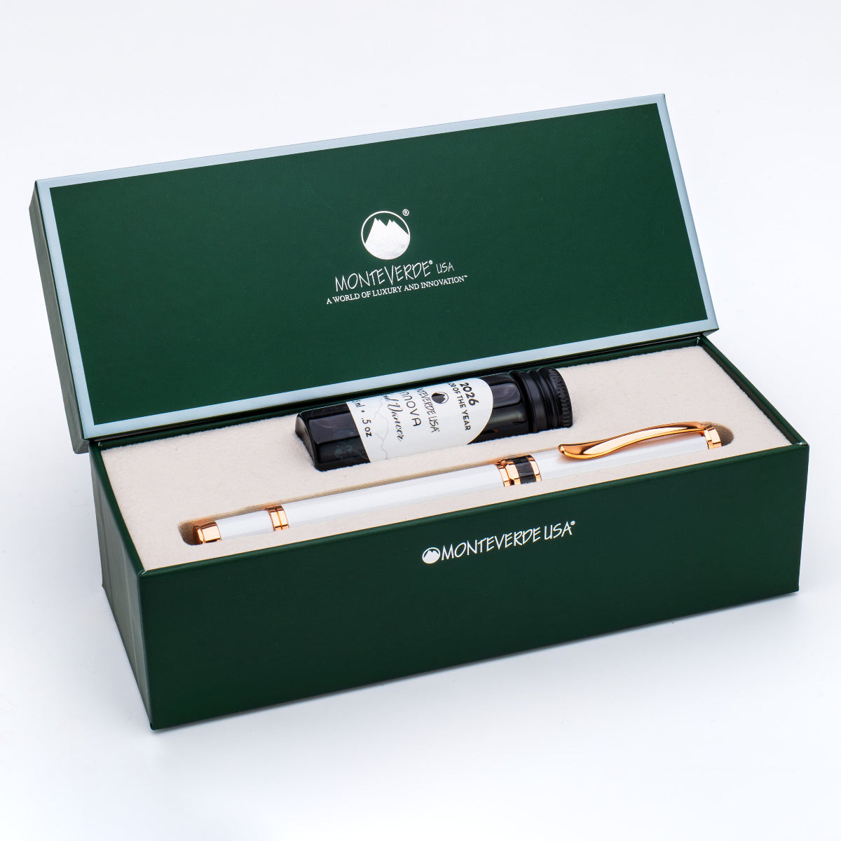 Monteverde Innova Fountain Pen - Limited Edition - Color of the Year 2026 Cloud Dancer - Rose Gold Trim + FREE 15ml Ink Bottle-Pen Boutique Ltd