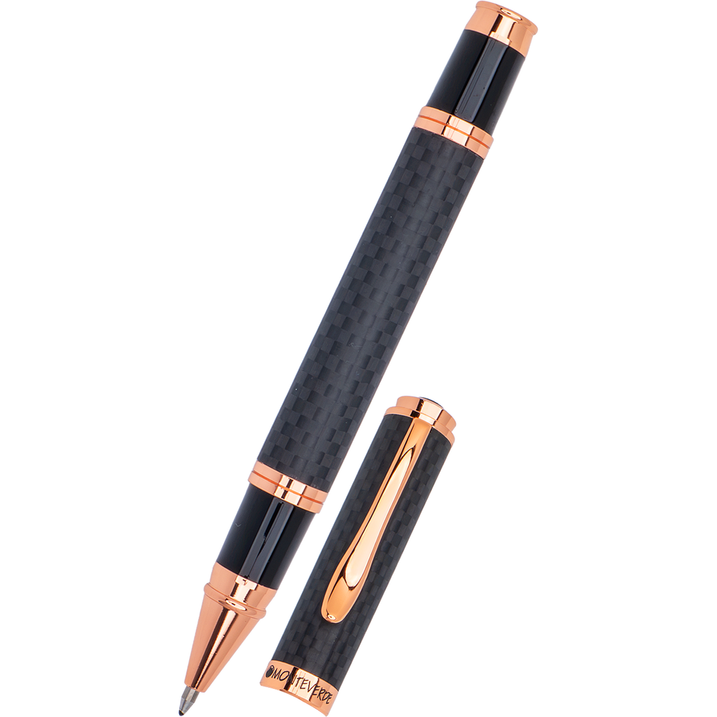 Monteverde Innova Rollerball Pen - Matte Carbon Fiber - Rose Gold Trim-Pen Boutique Ltd