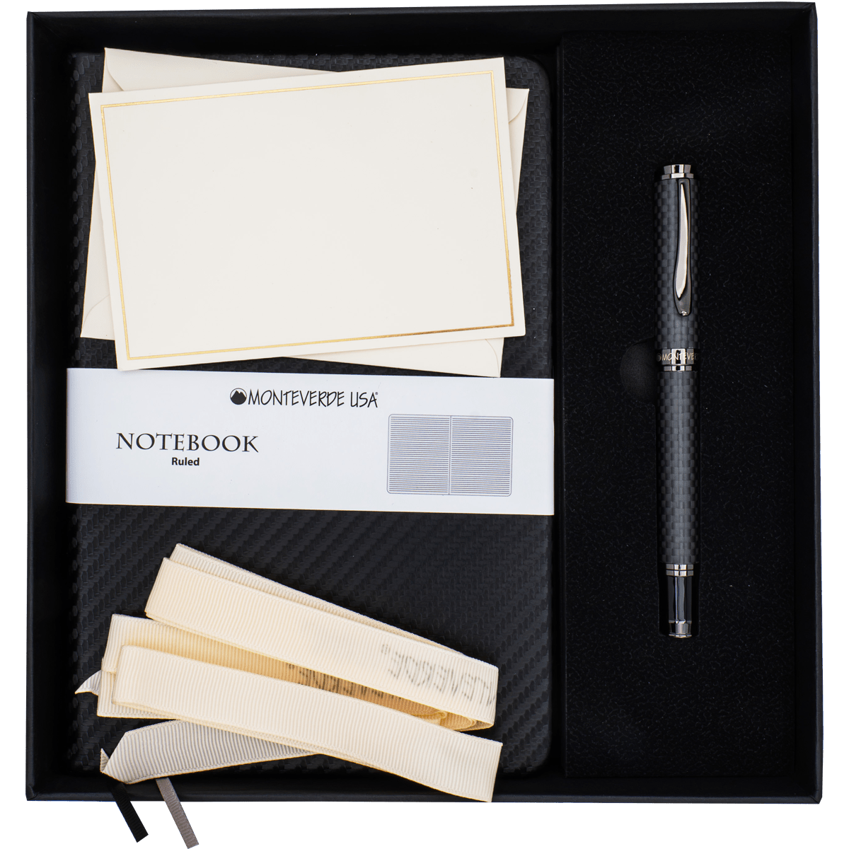 Monteverde Innova Rollerball Pen Notebook Set - Carbon Fiber - Gunmetal - Pen Boutique Ltd
