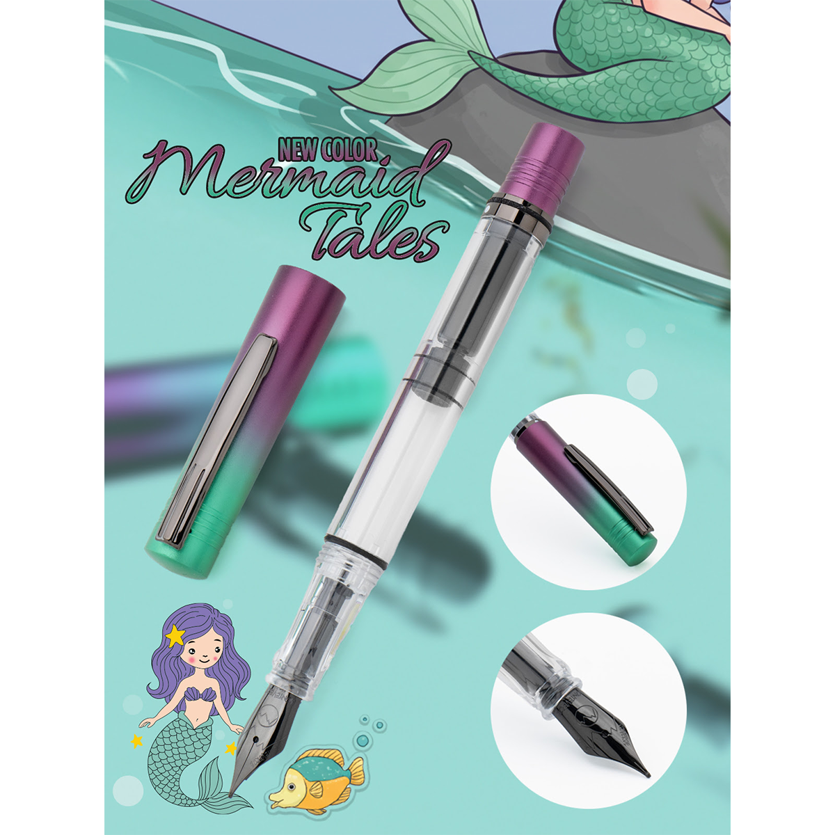 Monteverde MP1 Fountain Pen - Mermaid Tales Ocean Depths (Limited Edition of 1999 Worldwide)-Pen Boutique Ltd