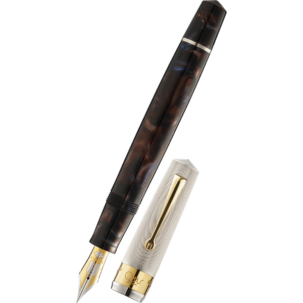 Omas Bologna Fountain Pen - Galassia Argento - Gold Trim (Limited Edition)-Pen Boutique Ltd