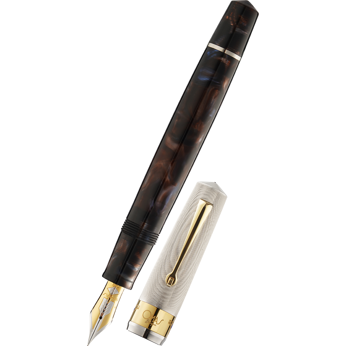 Omas Bologna Fountain Pen - Galassia Argento - Gold Trim (Limited Edition)-Pen Boutique Ltd