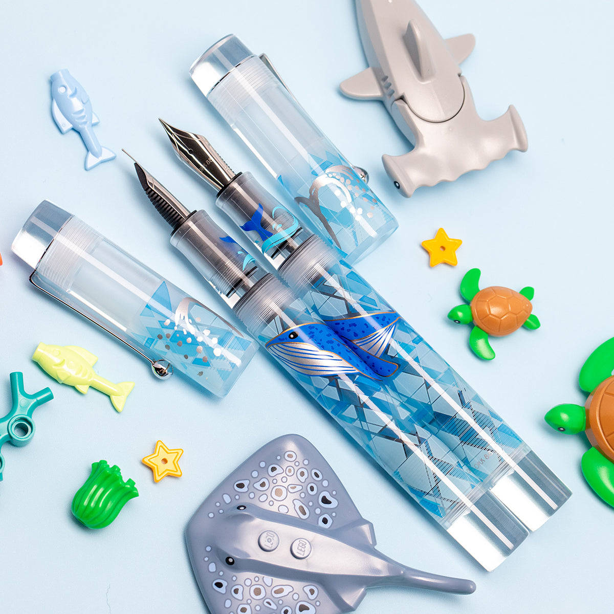 Opus 88 Demo Fountain Pen - Ocean - Blue Whale (Limited Edition)-Pen Boutique Ltd