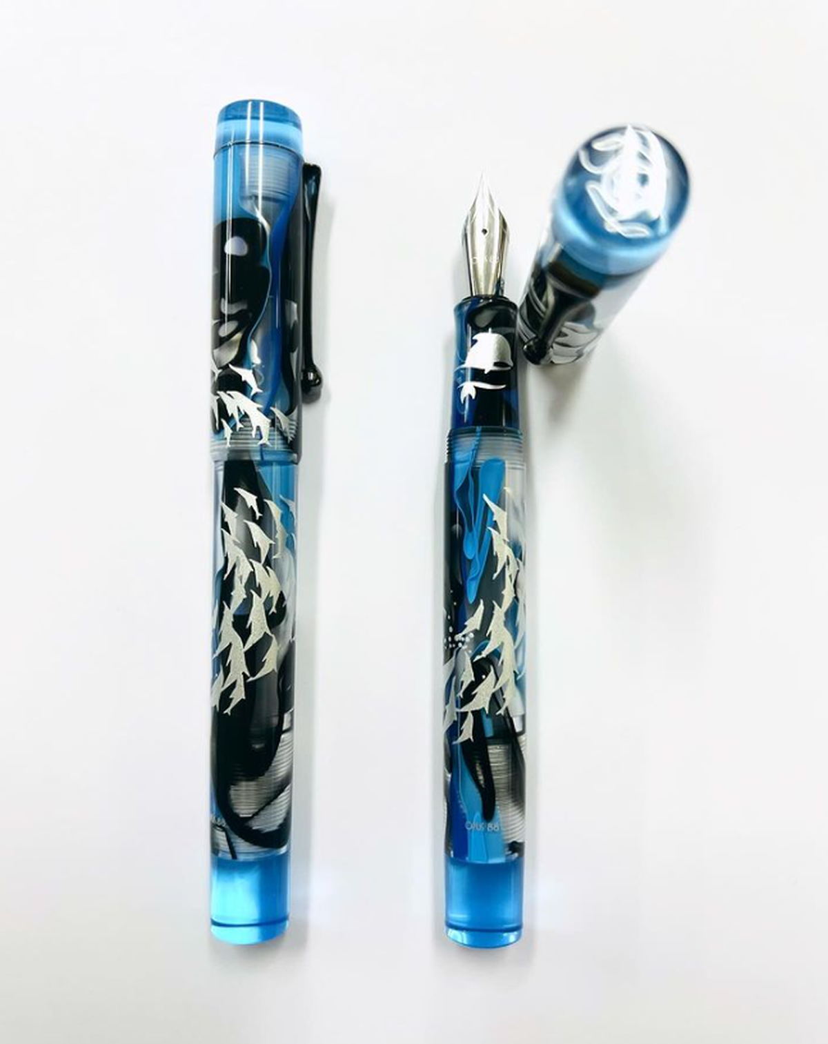 Opus 88 Demo Fountain Pen - Ocean - Dolphin (Limited Edition)-Pen Boutique Ltd