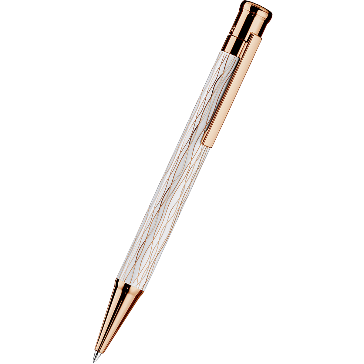Otto Hutt Design 04 Mechanical Pencil - Palladium Wave - Rose Gold Trim-Pen Boutique Ltd