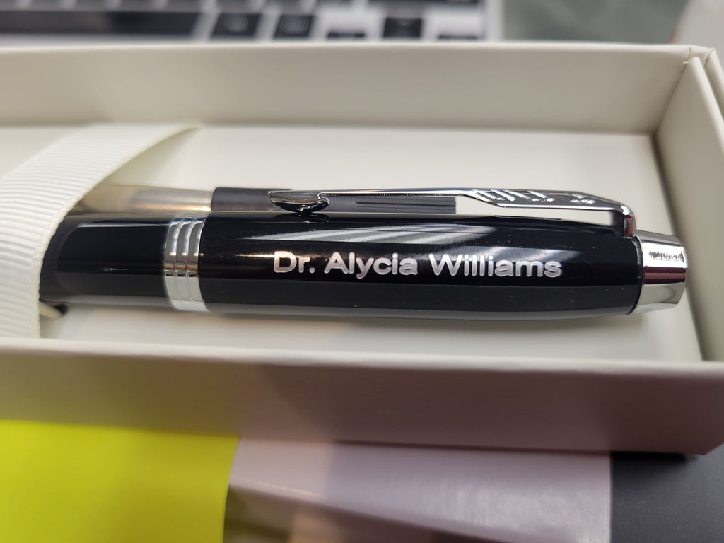 (Outlet) (Mis-engraved) Parker IM Black Chrome Trim Rollerball Pen-Pen Boutique Ltd