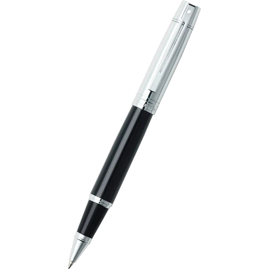 (Outlet) Sheaffer 300 Glossy Black with Bright Chrome Cap Rollerball Pen-Pen Boutique Ltd