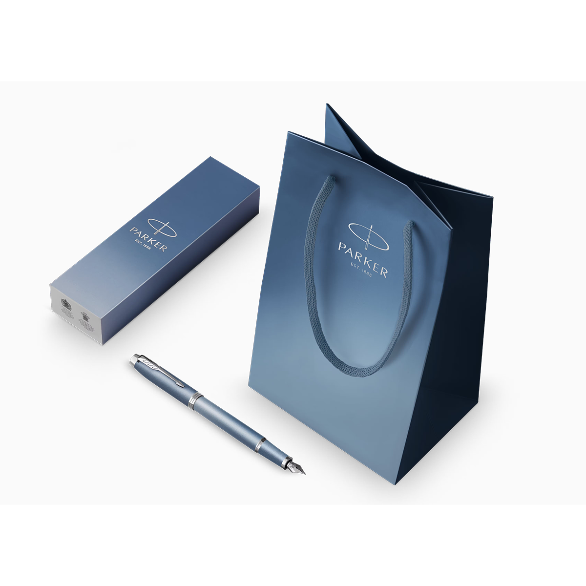 Parker IM Writing Rituals Fountain Pen - Peaceful Blue Gradient - Chrome Trim-Pen Boutique Ltd