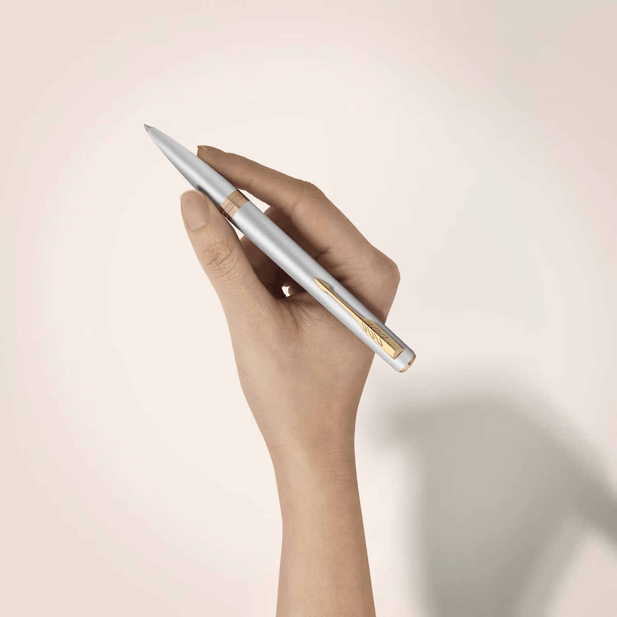 Parker Meridian Ballpoint Pen - Chrome - Gold Trim-Pen Boutique Ltd