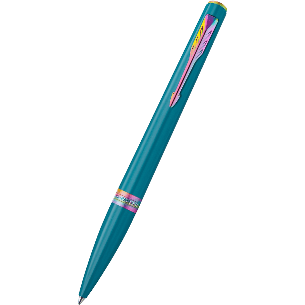 Parker Meridian Ballpoint Pen - Teal - Rainbow Trim - Pen Boutique Ltd