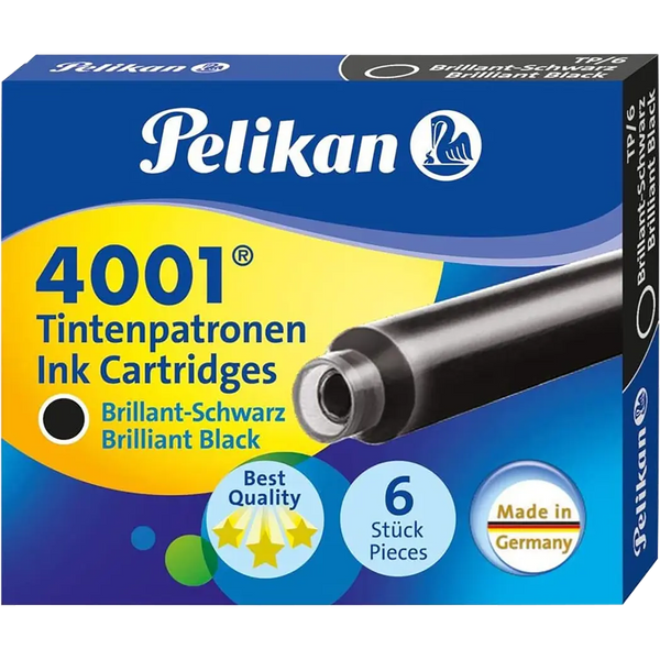 Pelikan 4001 Ink Cartridges - TP6 Brilliant Black - Short-Pen Boutique Ltd