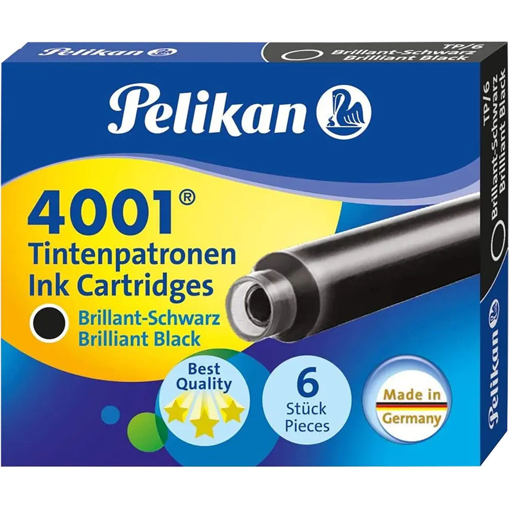 Pelikan 4001 Ink Cartridges - TP6 Brilliant Black - Short-Pen Boutique Ltd