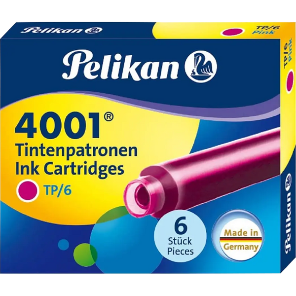 Pelikan 4001 Ink Cartridges - TP6 Pink - Short-Pen Boutique Ltd