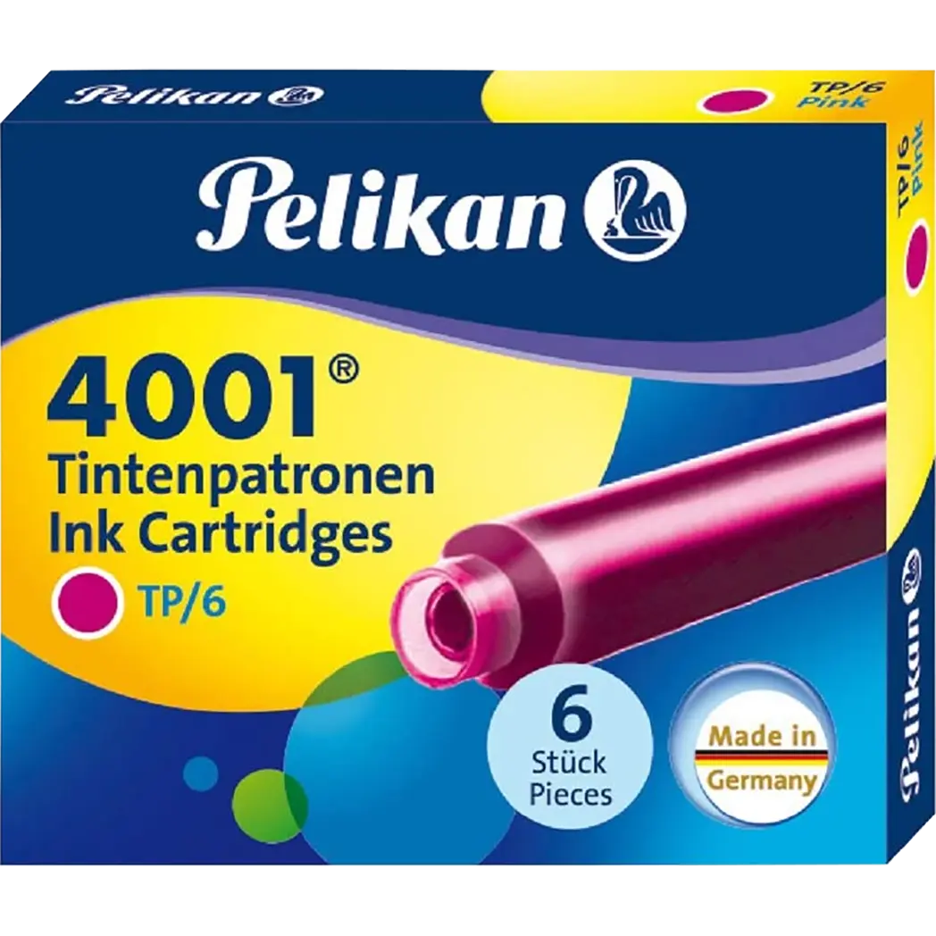 Pelikan 4001 Ink Cartridges - TP6 Pink - Short-Pen Boutique Ltd