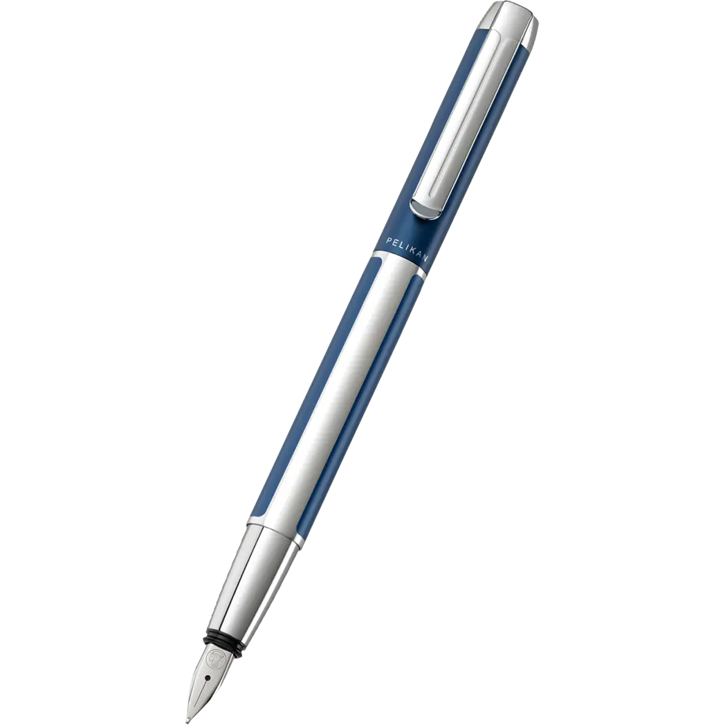 Pelikan Pura Fountain Pen - P40 Blue - Silver Trim-Pen Boutique Ltd