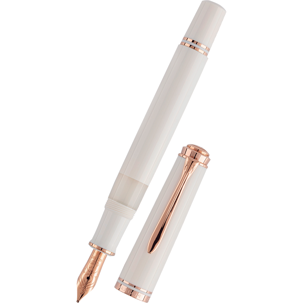 Pelikan Souveran Fountain Pen - M600 White - Rose Gold Trim (Special Edition)-Pen Boutique Ltd