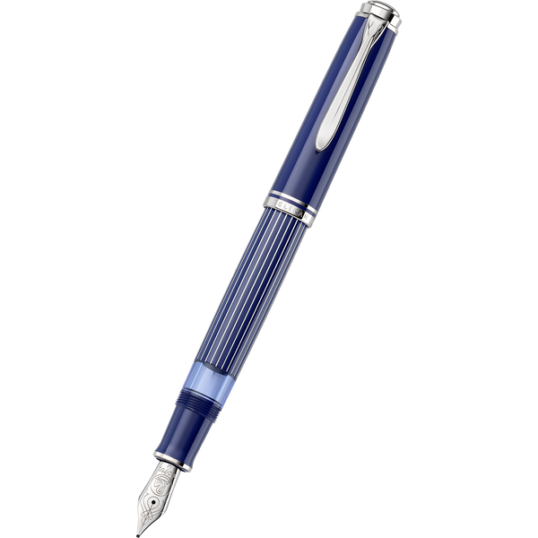 Pelikan Souveran Fountain Pen - M815 Metal Striped Blue (Special Edition)-Pen Boutique Ltd