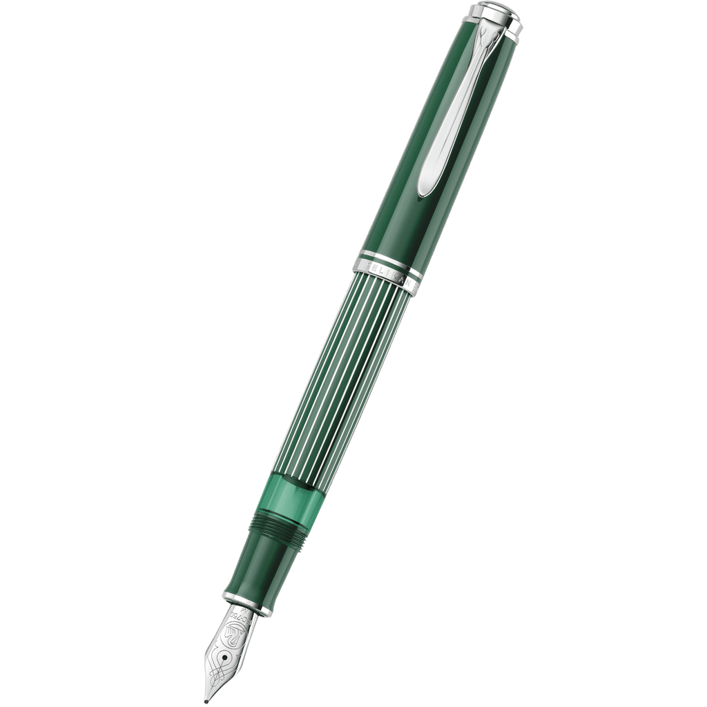 Pelikan Souveran Fountain Pen - M815 Metal Striped Green (Special Edition) - Pen Boutique Ltd