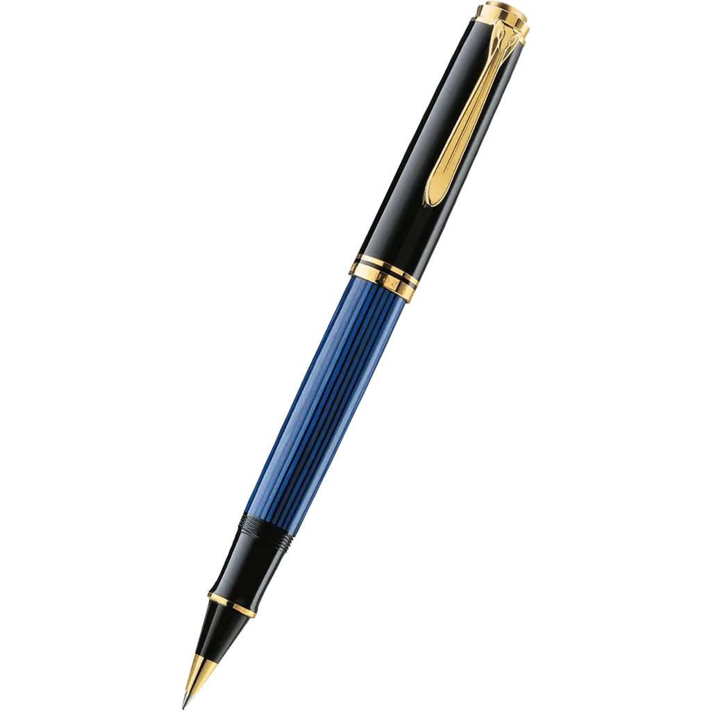 Pelikan Souveran Rollerball Pen - R400 Black & Blue Stripe-Pen Boutique Ltd