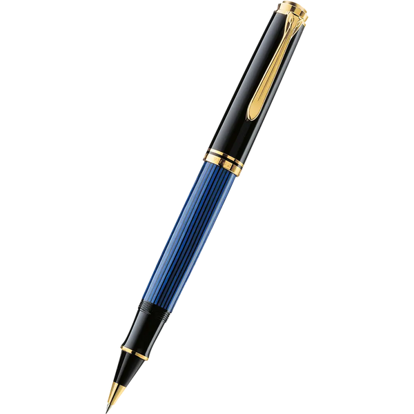 Pelikan Souveran Rollerball Pen - R800 Black & Blue Stripe-Pen Boutique Ltd