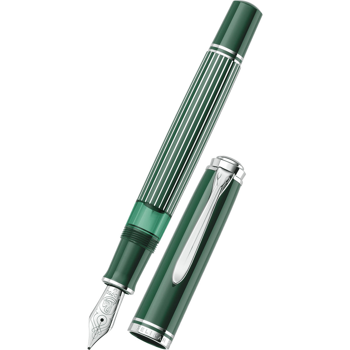 Pelikan Souveran Fountain Pen - M815 Metal Striped Green (Special Edition) - Pen Boutique Ltd