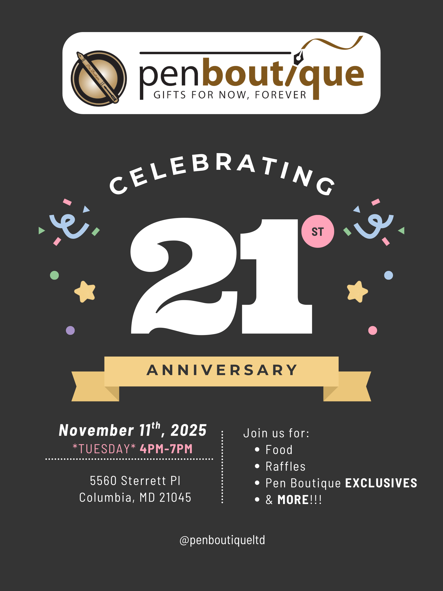 Pen Boutique 21st Anniversary Celebration REGISTRATION!-Pen Boutique Ltd