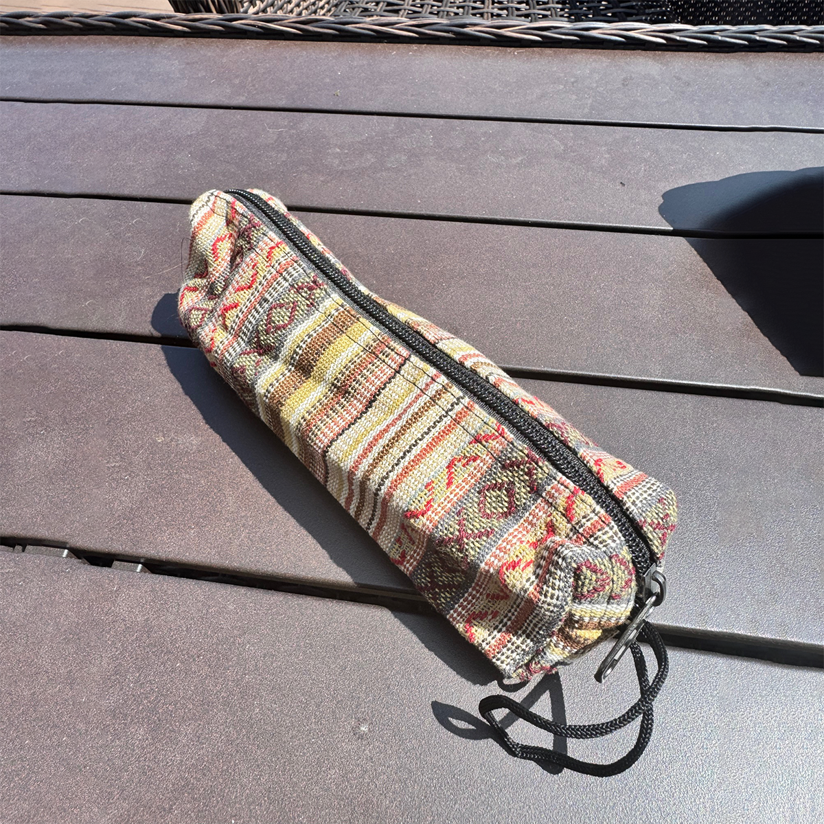 Pen Boutique Pencil Bag - Multi Brown Stripe Print (Zipper Closure)-Pen Boutique Ltd