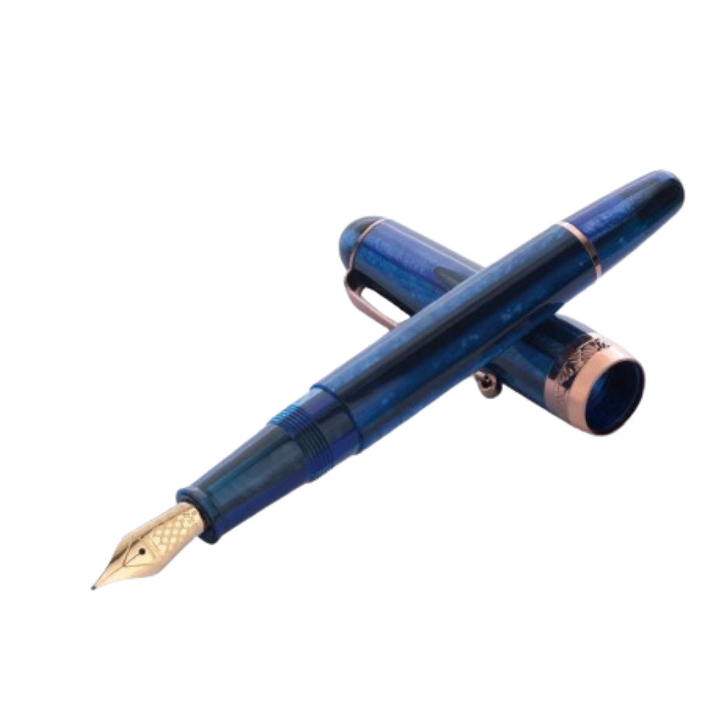 Penlux X Nagahara Masterpiece Fountain Pen - Gladius Blue Grotto - 18K Nib (Limited Edition)-Pen Boutique Ltd
