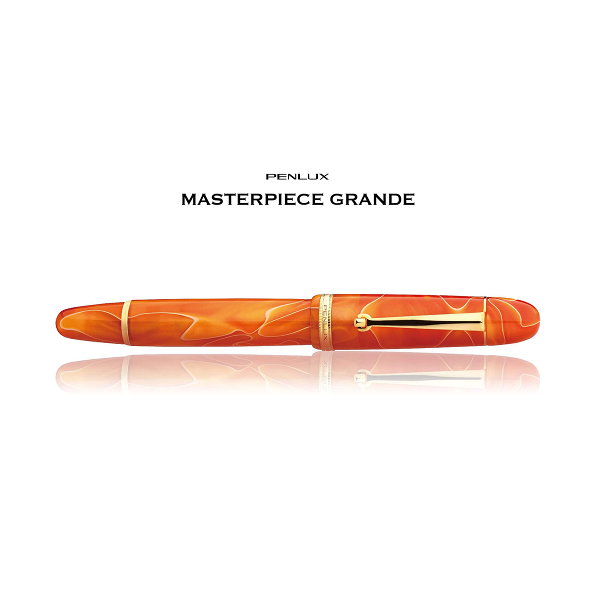 Penlux Masterpiece Grande Fountain Pen - Orange Swirl-Pen Boutique Ltd