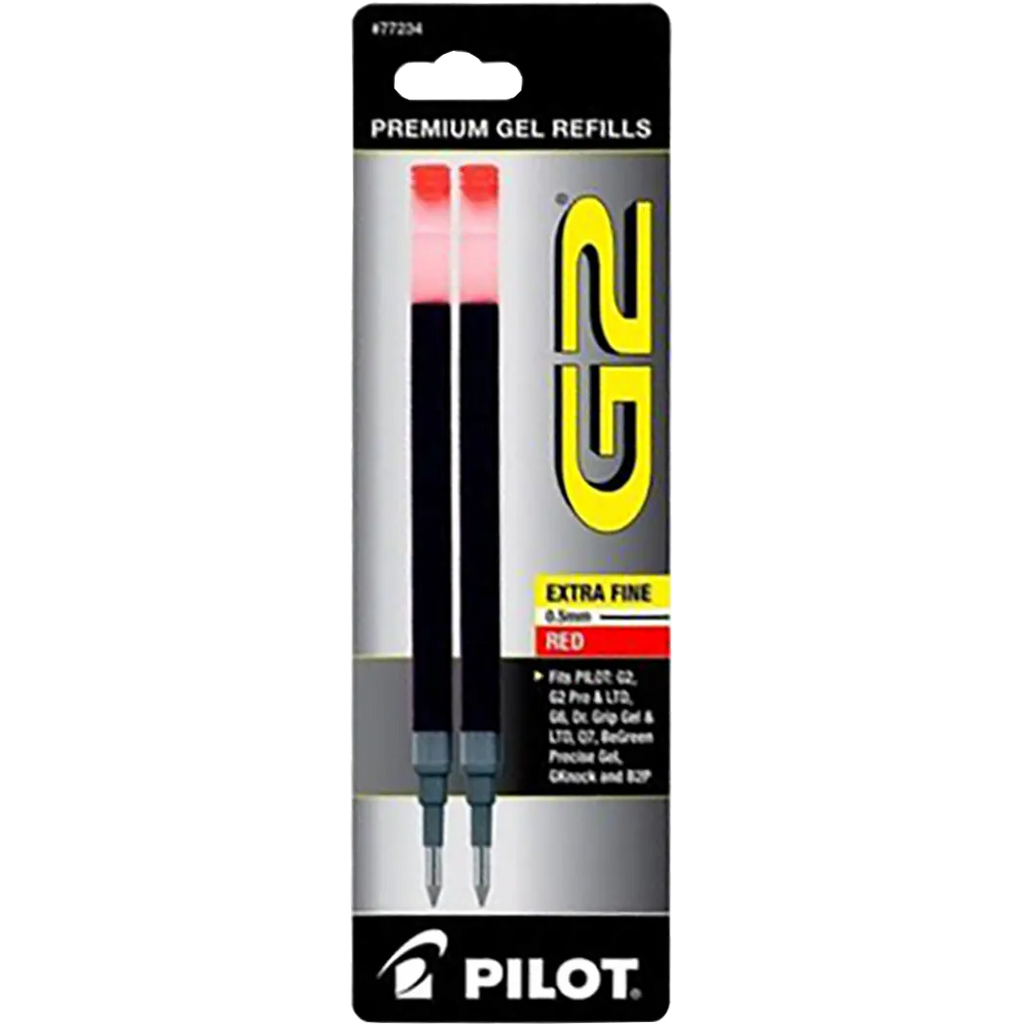 Pilot G2 0.5mm 2 pack Red Refill-Pen Boutique Ltd