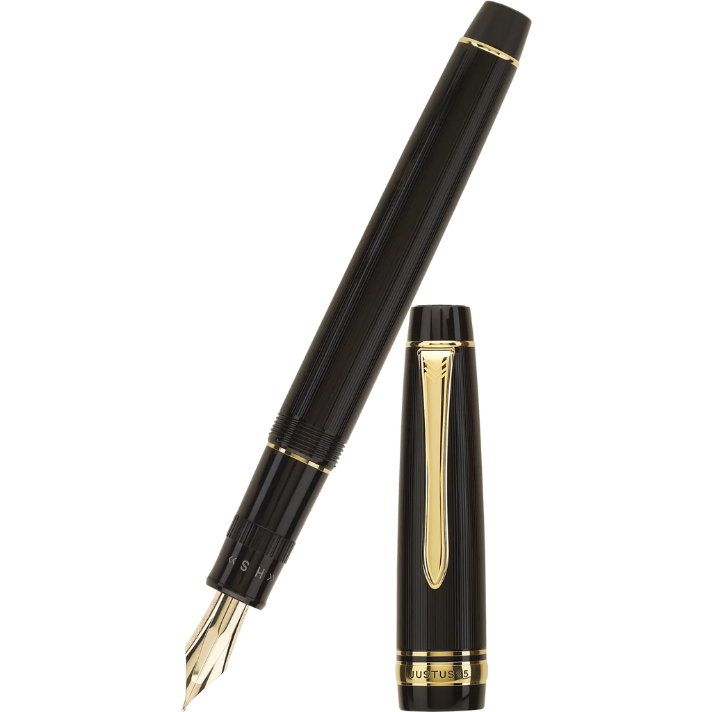 Pilot Justus 95 Fountain Pen - Black - Gold Trim-Pen Boutique Ltd