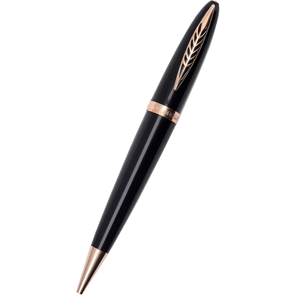 Pineider Modern Times Ballpoint Pen - Black - Rose Gold Trim-Pen Boutique Ltd