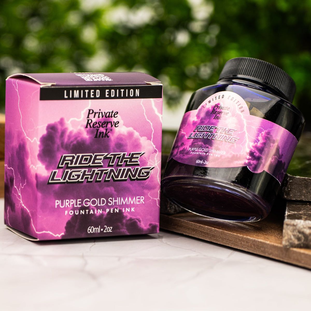 Private Reserve Ink Bottle - Ride The Lightning Purple Gold Shimmer - 60ml (Limited Edition)-Pen Boutique Ltd