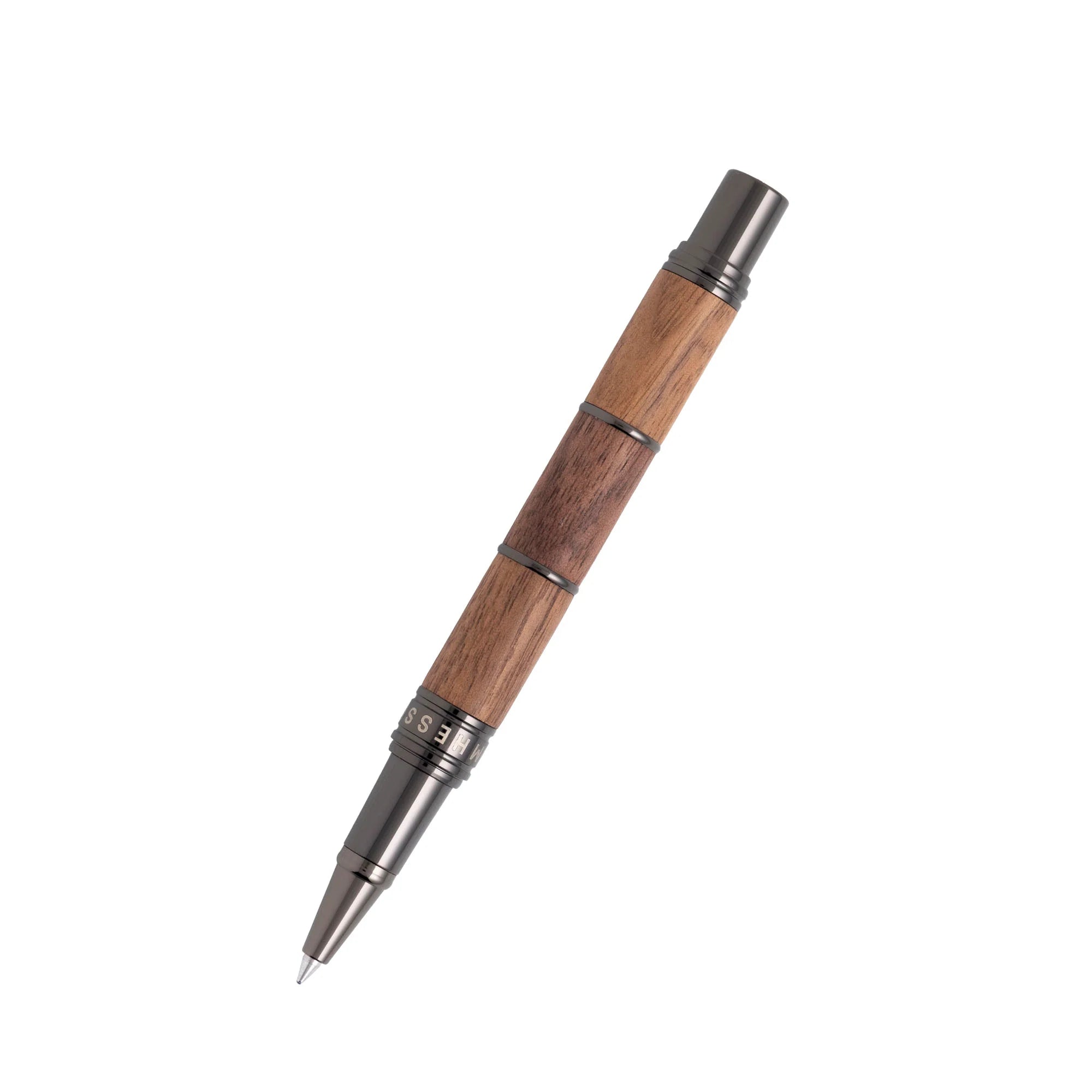 Tom Hessin Revolution Rustic Rollerball Pen – Walnut Wood Barrel & Gunmetal Trim - Pen Boutique Ltd
