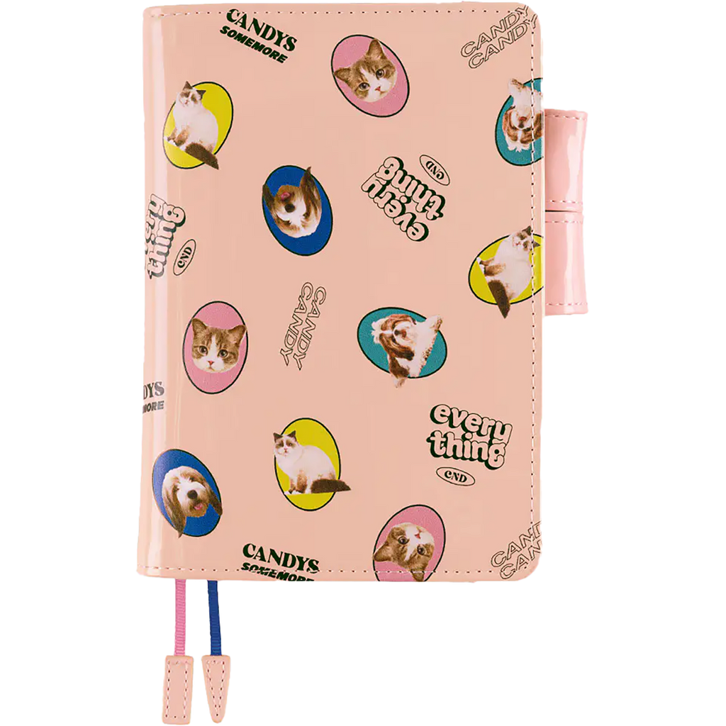 Hobonichi English Book & Cover - Candy Stripper: Random Dog & Cat (Pink) - A6 (January Start)-Pen Boutique Ltd
