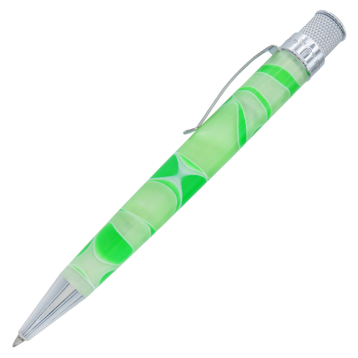 Retro 51 Tornado Acrylic Rollerball Pen - Cosmic Green & White Swirl-Pen Boutique Ltd