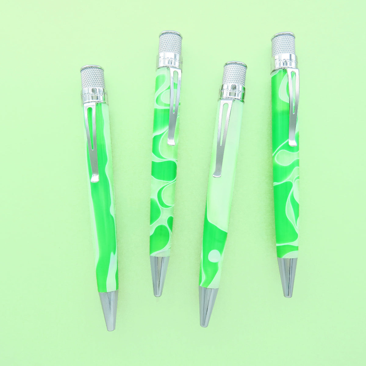 Retro 51 Tornado Acrylic Rollerball Pen - Cosmic Green & White Swirl-Pen Boutique Ltd