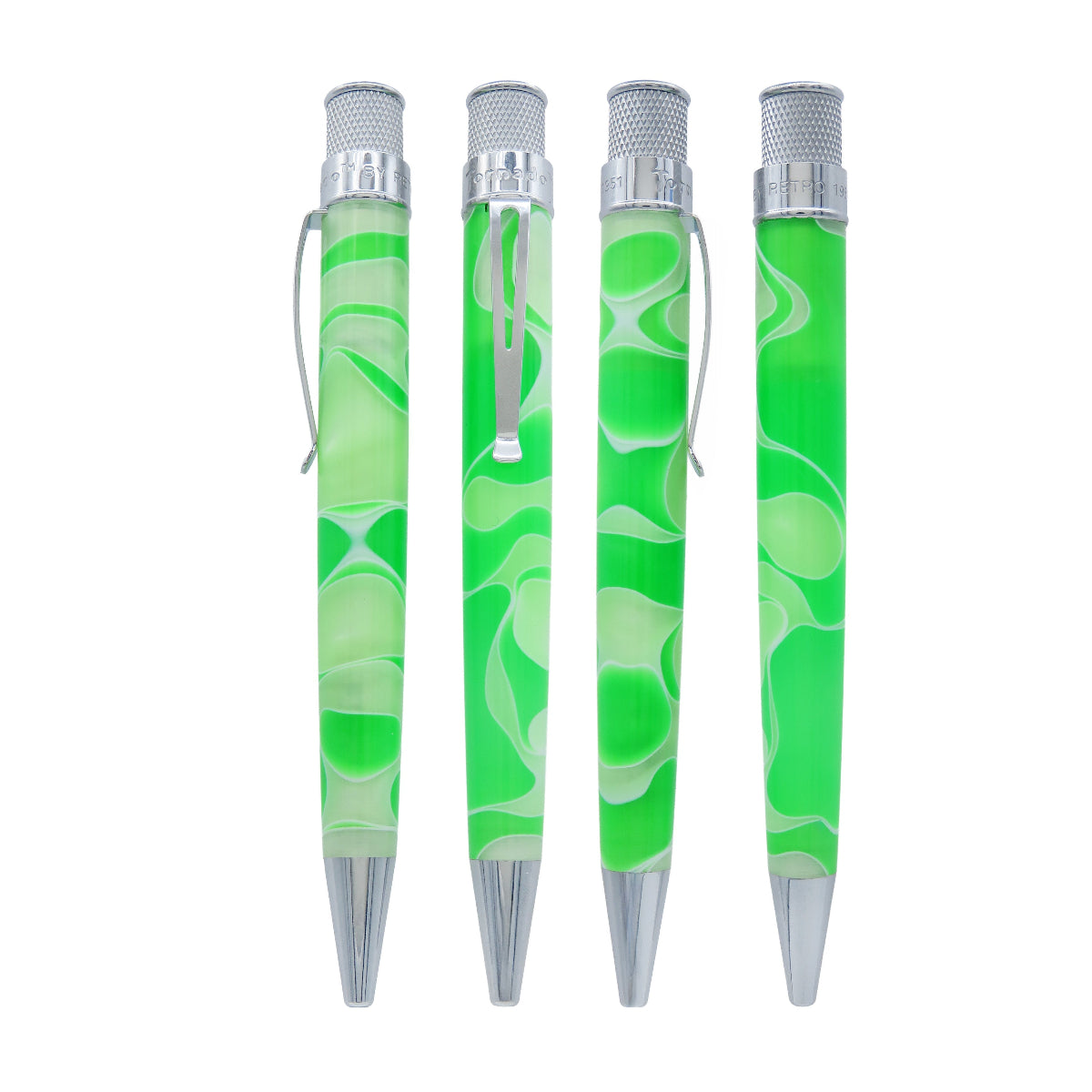 Retro 51 Tornado Acrylic Rollerball Pen - Cosmic Green & White Swirl-Pen Boutique Ltd