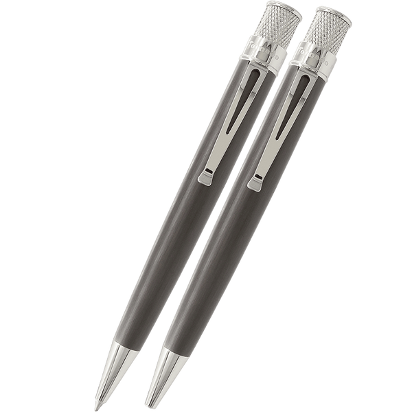 Retro 51 Tornado Platinum Black Nickel Rollerball & Pencil Set-Pen Boutique Ltd
