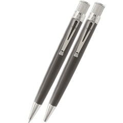 Retro 51 Tornado Platinum Black Nickel Rollerball & Pencil Set-Pen Boutique Ltd