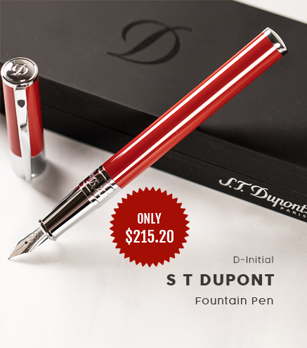 S T Dupont D-Initial Fountain Pen - Scarlet Red