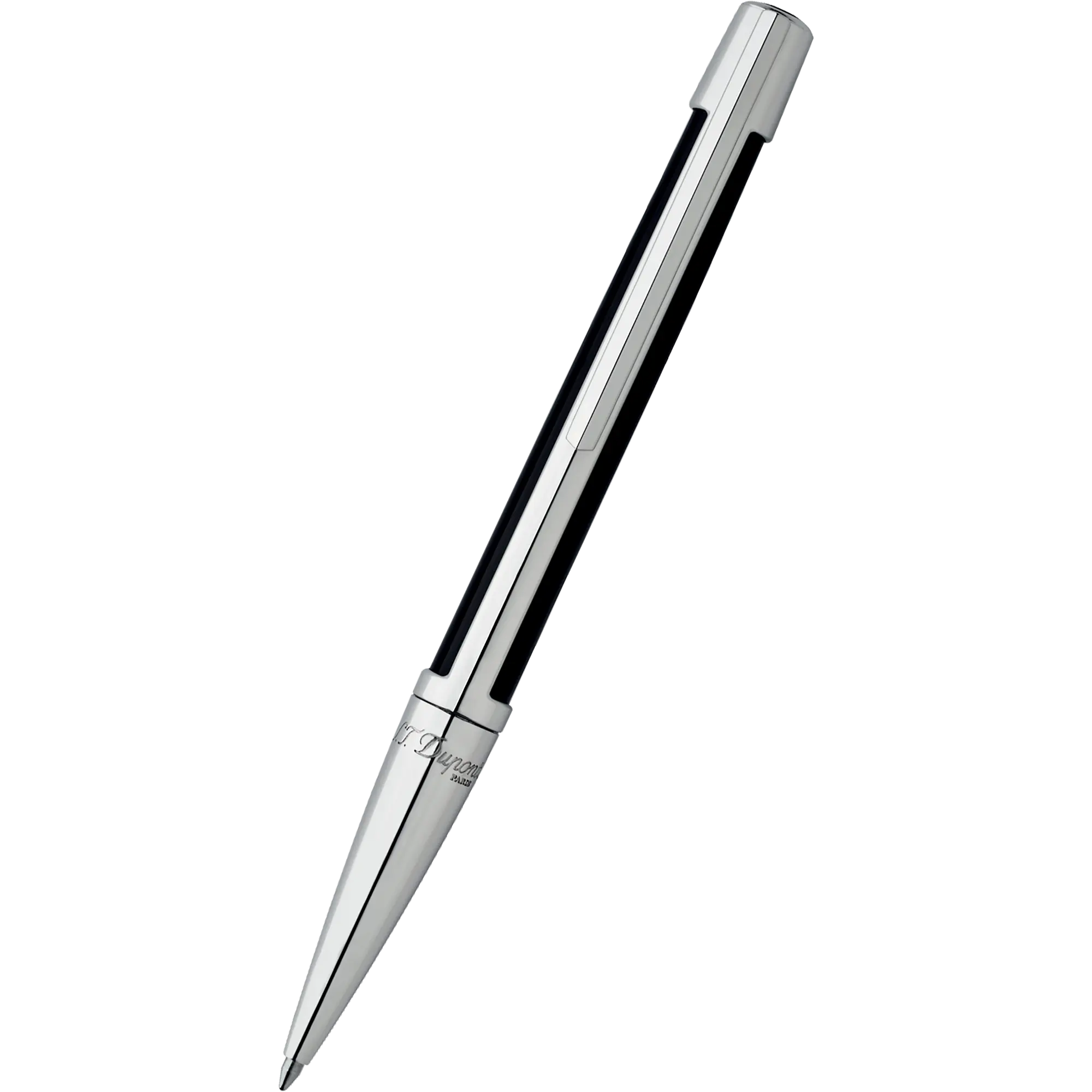 S T Dupont Defi Ballpoint Pen - Palladium Trim - Black-Pen Boutique Ltd