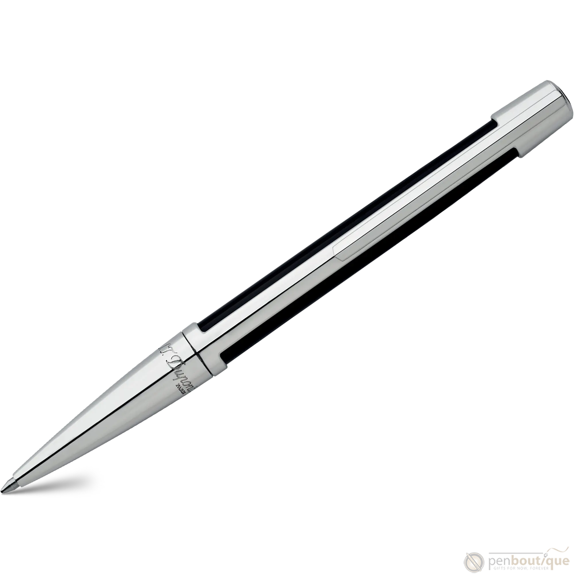 S T Dupont Defi Ballpoint Pen - Palladium Trim - Black-Pen Boutique Ltd