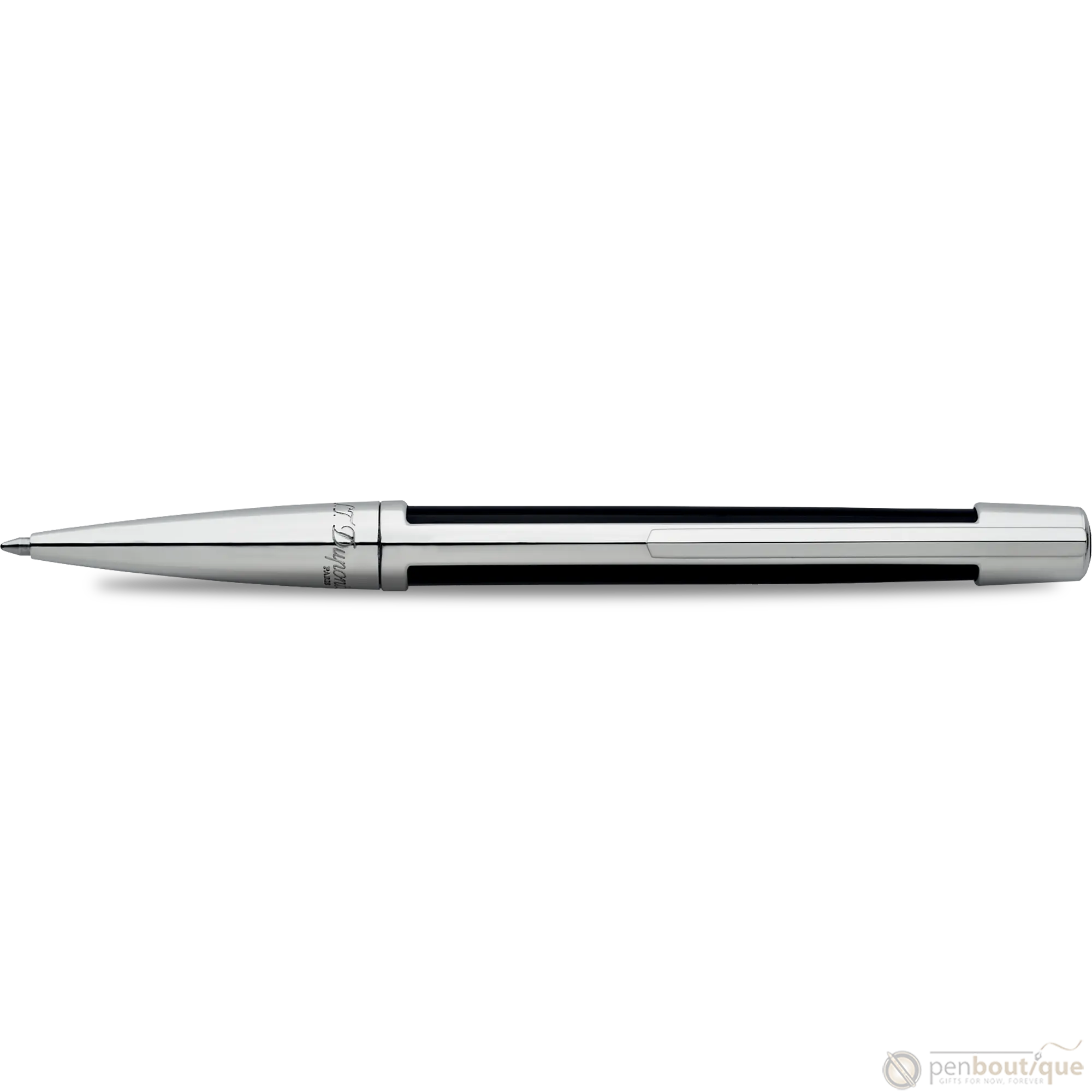 S T Dupont Defi Ballpoint Pen - Palladium Trim - Black-Pen Boutique Ltd