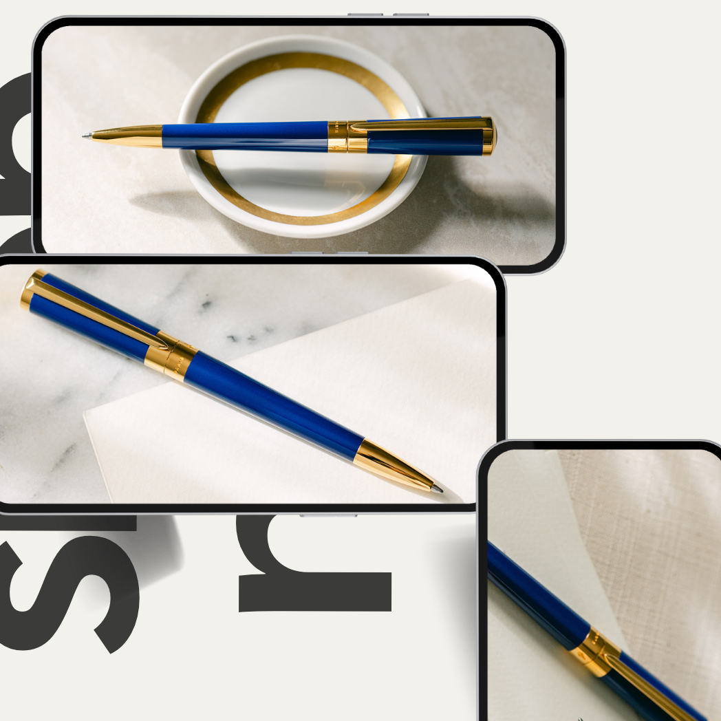 S T Dupont Liberte Ballpoint Pen - Navy - Gold Trim-Pen Boutique Ltd