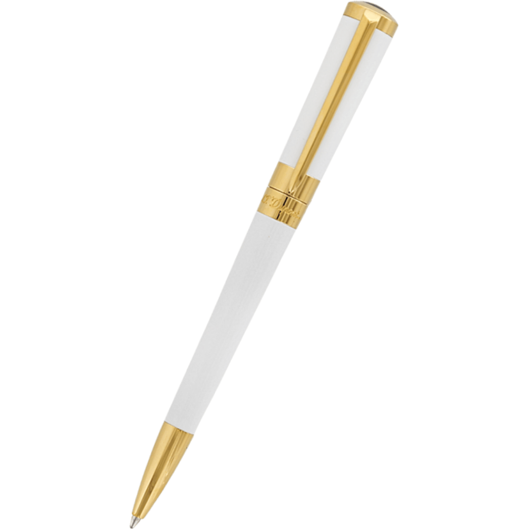 S T Dupont Liberte Ballpoint Pen - White - Gold Trim