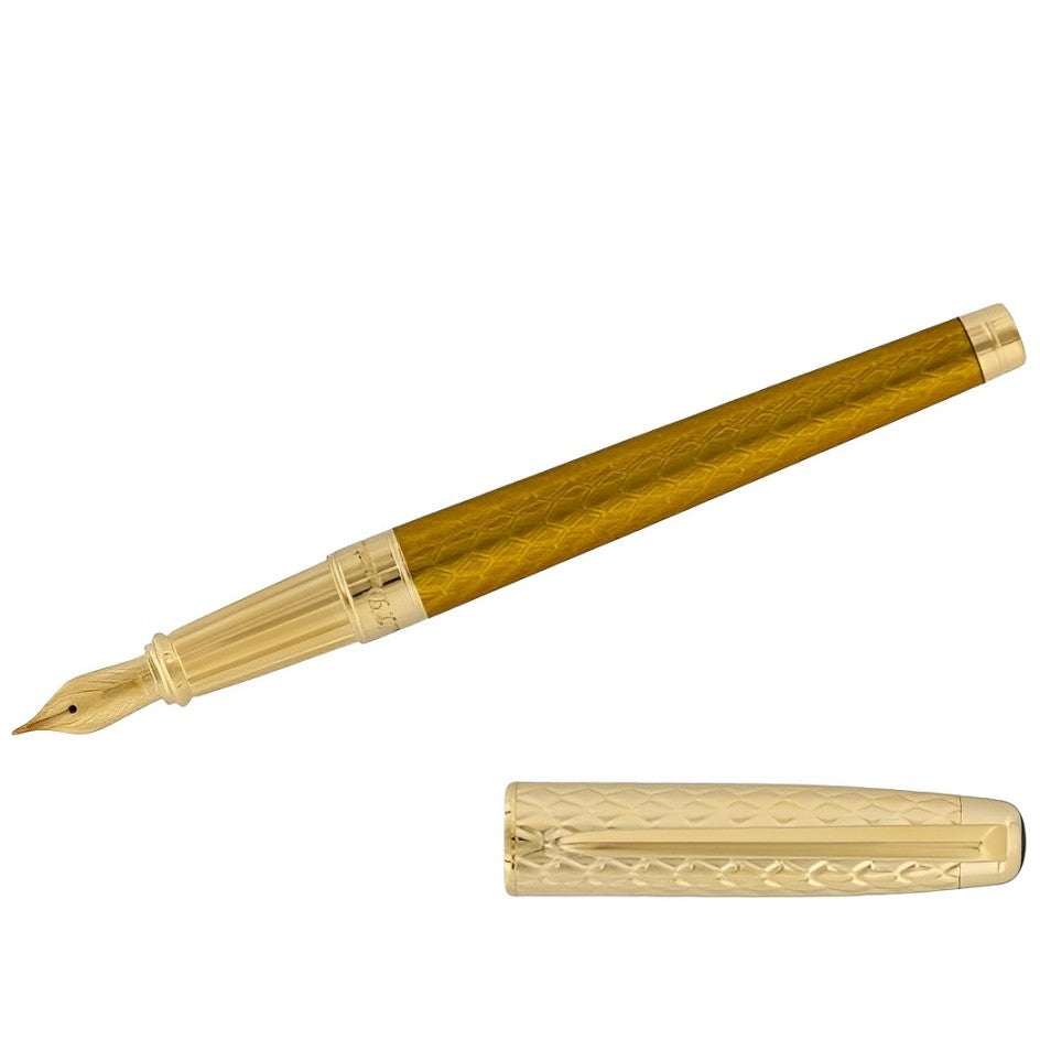 S T Dupont Line D Eternity Fountain Pen - Honey - Gold Trim - 14K-Pen Boutique Ltd